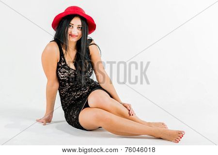 Young photo model and white background