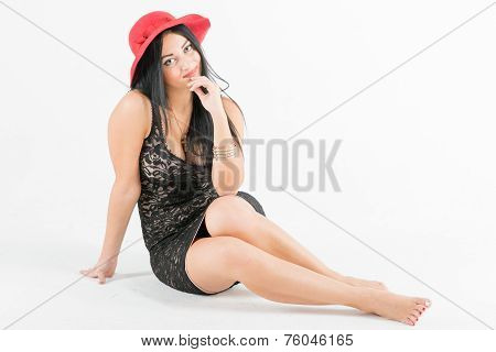 Young photo model and white background
