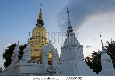 Wat Suan Dok At Twilight In Chiang Mai, Thailand