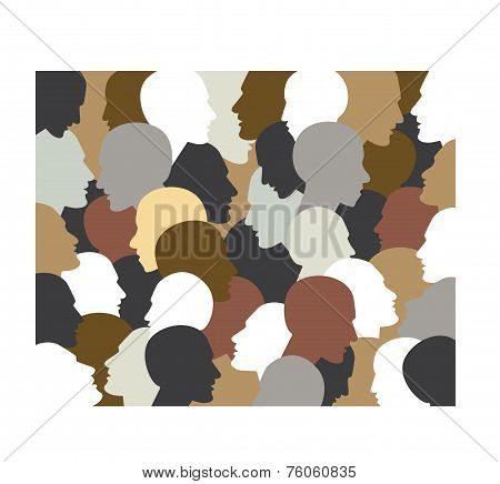 People profile heads. Vector background pattern.
