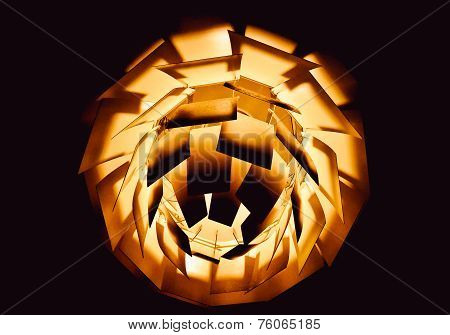 Yellow light from Modern lamp, front view