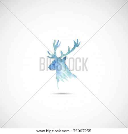 Watercolor deer head. Vector.