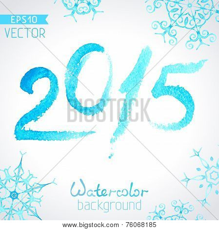 Vector Watercolor New Year 2015 Design.