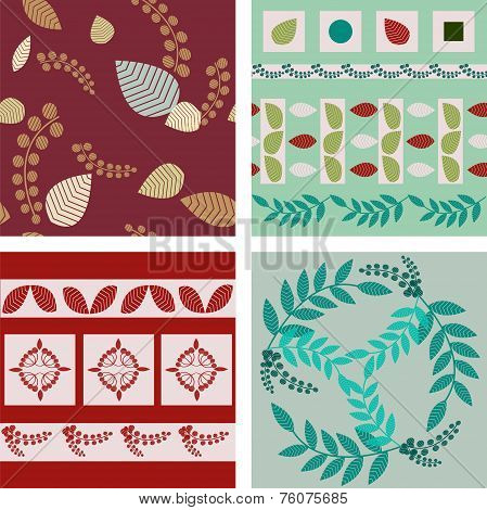 Set Of Seamless Floral Patterns