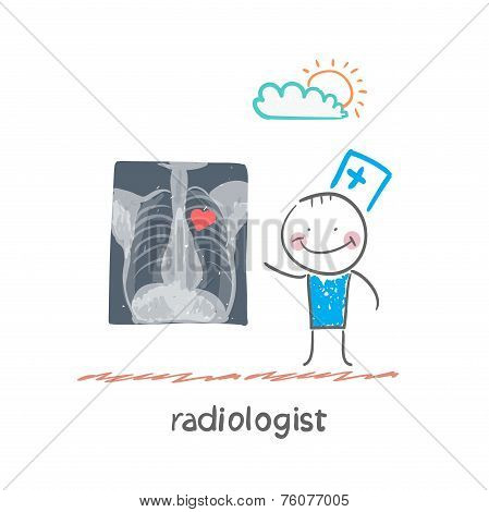 X-ray images show the radiologist with a heart with heart