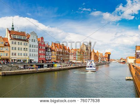 Cityscape On The Vistula River In Gdansk, Poland.