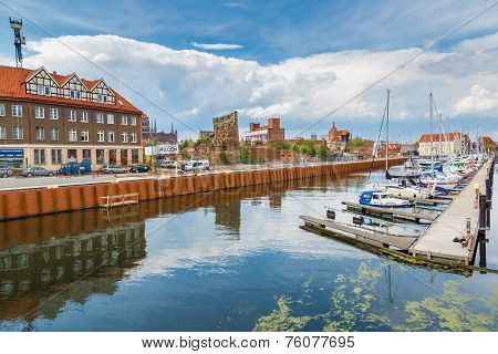 Cityscape On The Vistula River In Gdansk, Poland.
