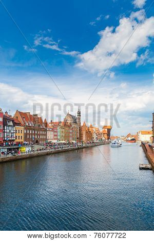 Cityscape On The Vistula River In Gdansk, Poland.