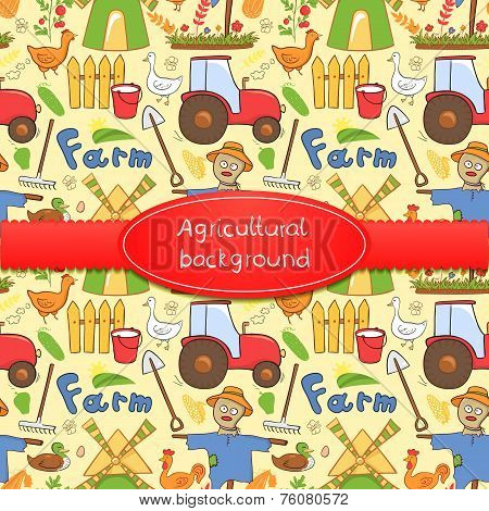 Vector illustration farm elements in doodle style