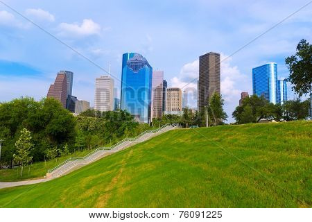 Huston skyline from Eleanor Tinsley park Texas US USA