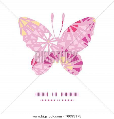 Vector pink abstract triangles butterfly silhouette pattern frame