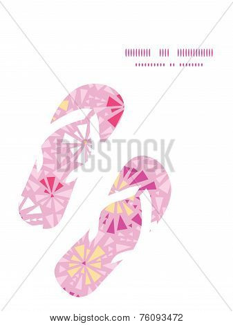 Vector pink abstract triangles flip flops silhouettes pattern frame