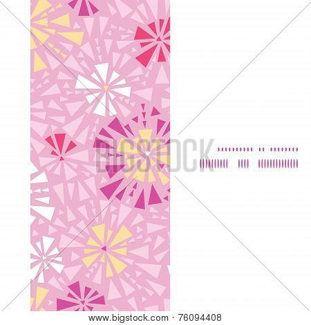 Vector pink abstract triangles vertical frame seamless pattern background