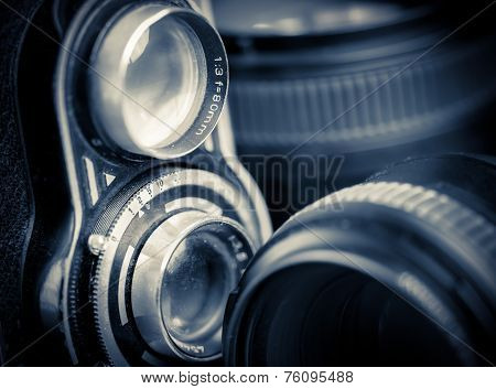 Vintage twin reflex camera and lenses