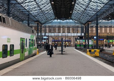 Helsinki, Finland - January 07:railway Station Of The City Of Helsinki,