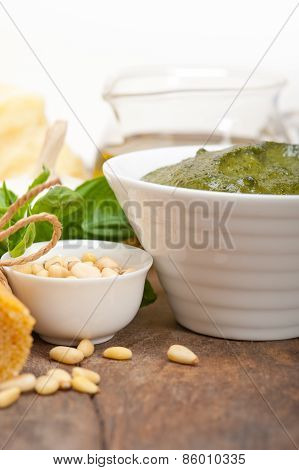 Italian Traditional Basil Pesto Pasta Ingredients