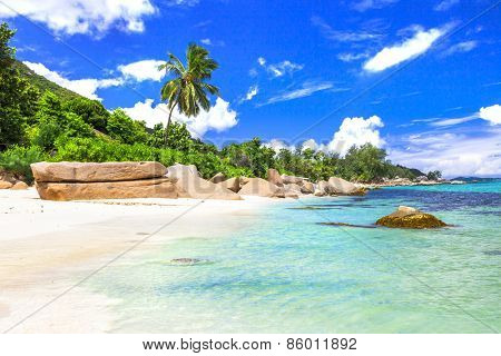 azure beaches of tropical islands. Seychelles