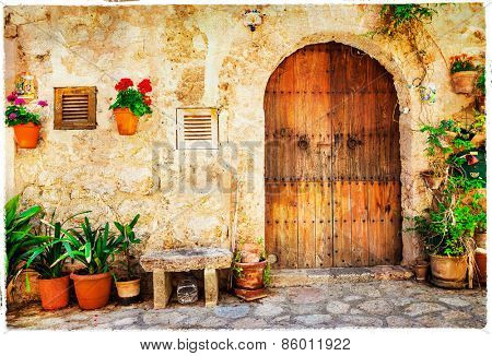 authentic old streets in Valdemossa village, Mallorca