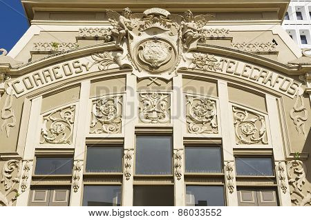 Exterior detail of the old Post Office building in San Jose, Costa Rica.