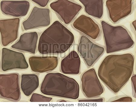 Vector seamless texture colorful stones wall.