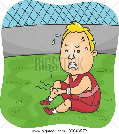 Illustration of a Male Athlete Suffering from Severe Leg Cramps