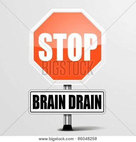 detailed illustration of a red stop Brain Drain sign, eps10 vector