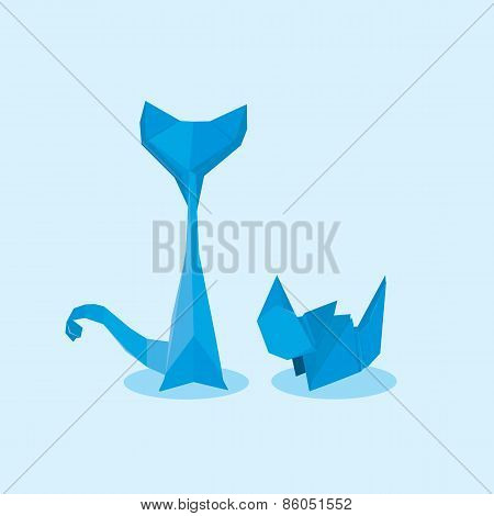 Two cats in the flat style