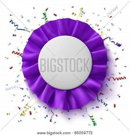 Blank, realistic, purple fabrick award ribbon.