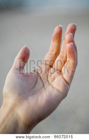 female teen hand to hold something