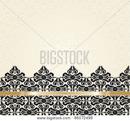 Ecru black and gold vintage invitation background