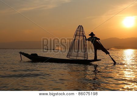 Traditional Fisherman at Inle Lake