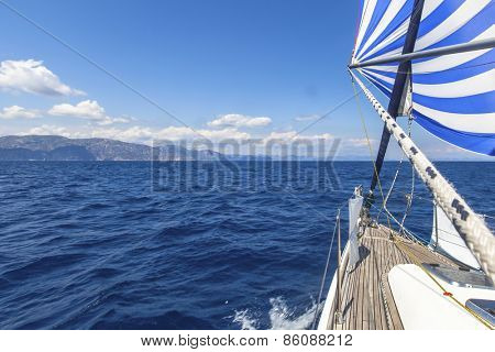 Sailing. Luxury boats. Ship yachts in the open Sea.  