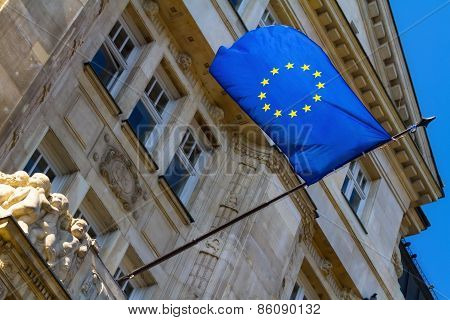 Flag Of The European Union At The Budapest City Hall