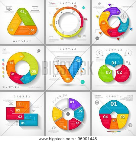 Creative vector set of colorful infographic on a light background.