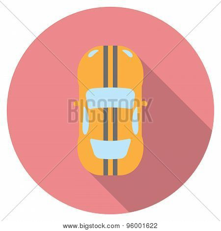 Flat Design Modern Vector Illustration Of Car Icon With Long Shadow, Isolated