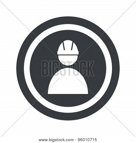 Round black builder sign