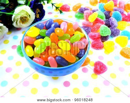 assortment of colorful fruit jelly candy