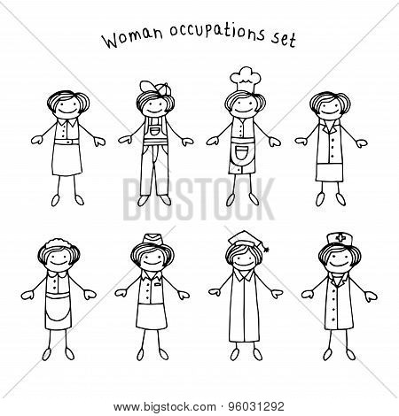 Woman Occupations Set