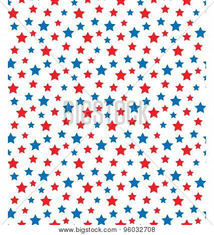 Usa Celebration Seamless With Stars In National Colors For Independence Day Isolated On White