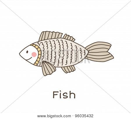 Funny Cartoon Fish, Children Illustration