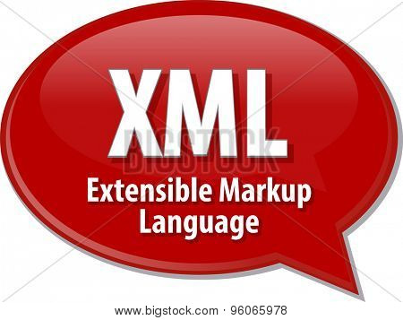 Speech bubble illustration of information technology acronym abbreviation term definition XML Extensible Markup Language