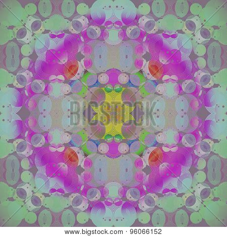 Seamless floral pattern green purple