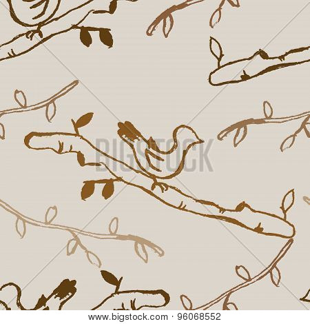 Seamless Pattern With Birds.