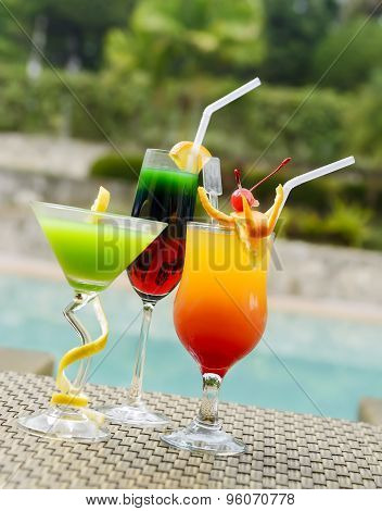 Multicolor Pool Cocktails