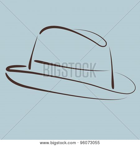 Sketched man s fedora hat.