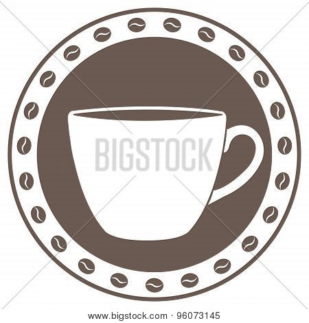 Vintage cup of coffee label.