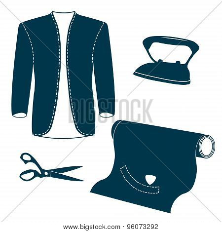 Set of vintage tailor design elements.