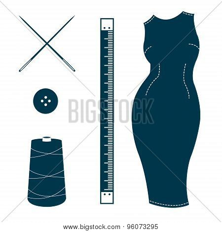 Set of vintage tailor design elements.