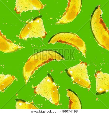 Seamless Pattern Of Watercolor Melon