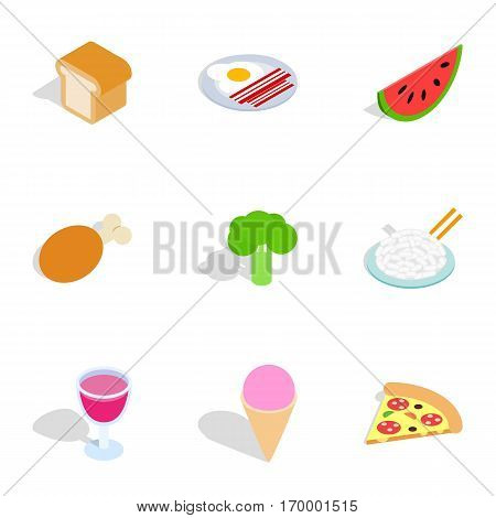 Cuisine menu icons set. Isometric 3d illustration of 9 cuisine menu vector icons for web